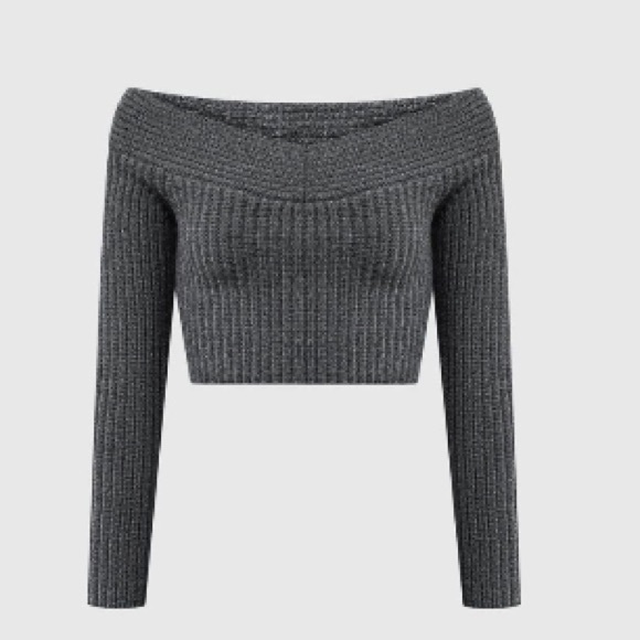 Maniere De Voir Off Shoulder Knit Crop Top and Pencil Skirt Set - Picture 5 of 10